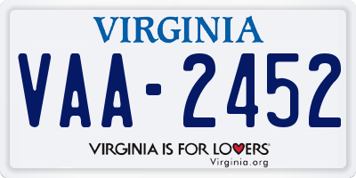 VA license plate VAA2452