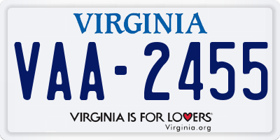 VA license plate VAA2455