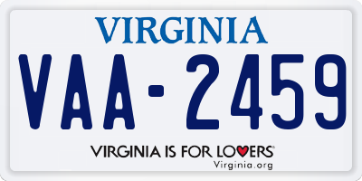 VA license plate VAA2459