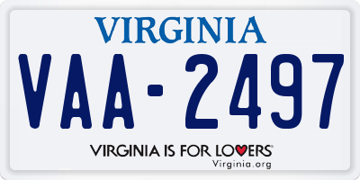 VA license plate VAA2497