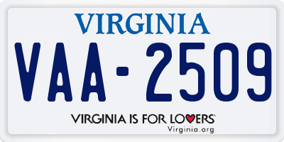 VA license plate VAA2509