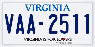 VA license plate VAA2511