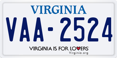 VA license plate VAA2524