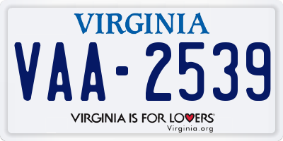 VA license plate VAA2539