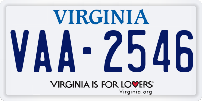 VA license plate VAA2546