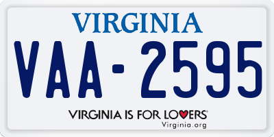 VA license plate VAA2595