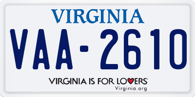 VA license plate VAA2610