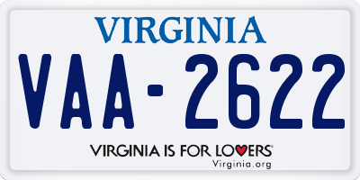 VA license plate VAA2622