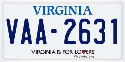 VA license plate VAA2631