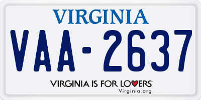 VA license plate VAA2637