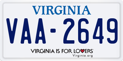 VA license plate VAA2649