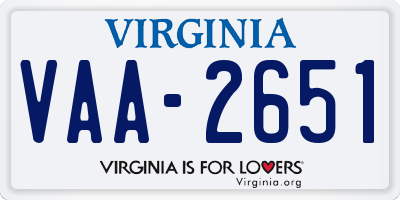 VA license plate VAA2651