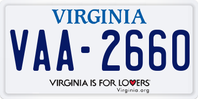 VA license plate VAA2660