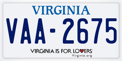 VA license plate VAA2675