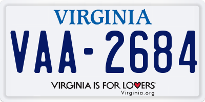 VA license plate VAA2684