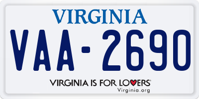 VA license plate VAA2690