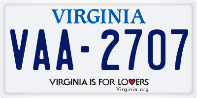 VA license plate VAA2707