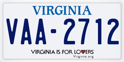 VA license plate VAA2712