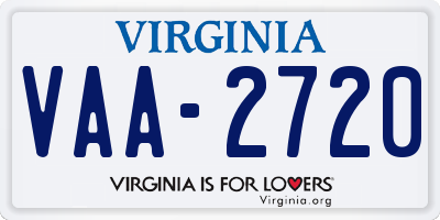 VA license plate VAA2720