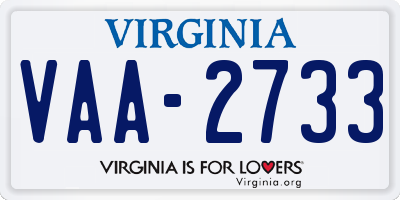 VA license plate VAA2733