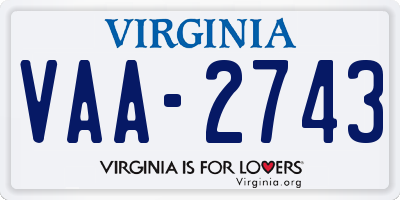 VA license plate VAA2743