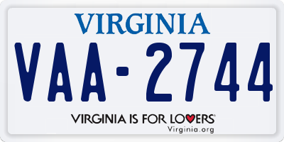 VA license plate VAA2744