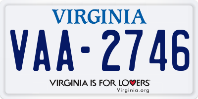 VA license plate VAA2746