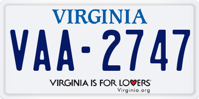 VA license plate VAA2747