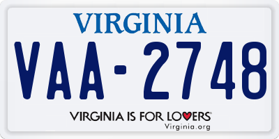 VA license plate VAA2748