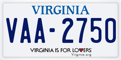 VA license plate VAA2750