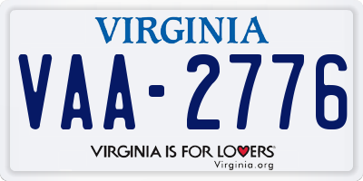 VA license plate VAA2776