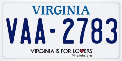 VA license plate VAA2783