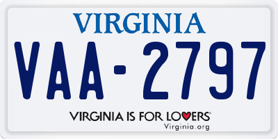 VA license plate VAA2797