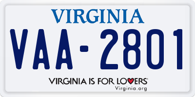 VA license plate VAA2801