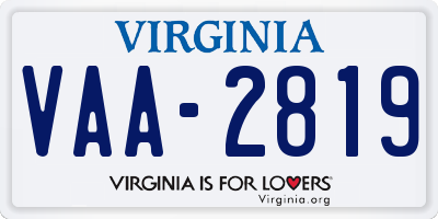 VA license plate VAA2819