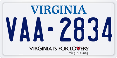 VA license plate VAA2834