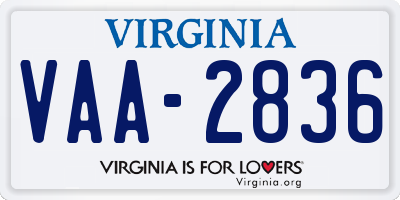 VA license plate VAA2836
