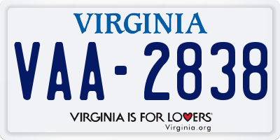 VA license plate VAA2838