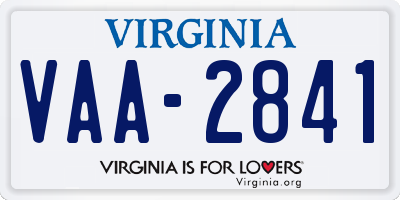 VA license plate VAA2841