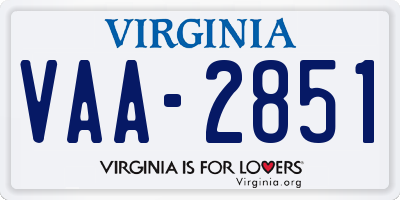 VA license plate VAA2851