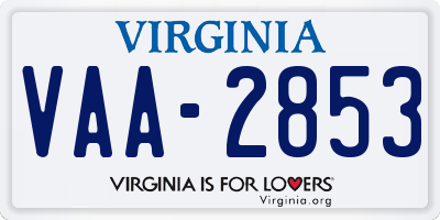 VA license plate VAA2853