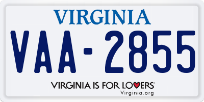 VA license plate VAA2855