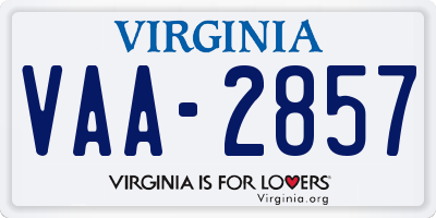 VA license plate VAA2857