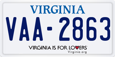 VA license plate VAA2863