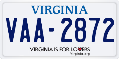 VA license plate VAA2872