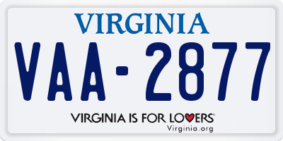 VA license plate VAA2877