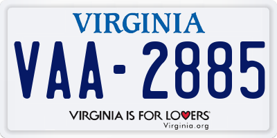 VA license plate VAA2885