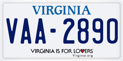 VA license plate VAA2890