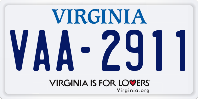VA license plate VAA2911