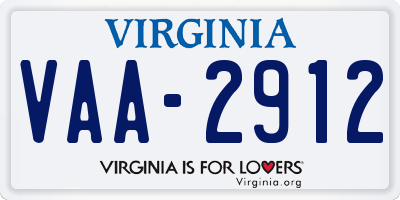 VA license plate VAA2912
